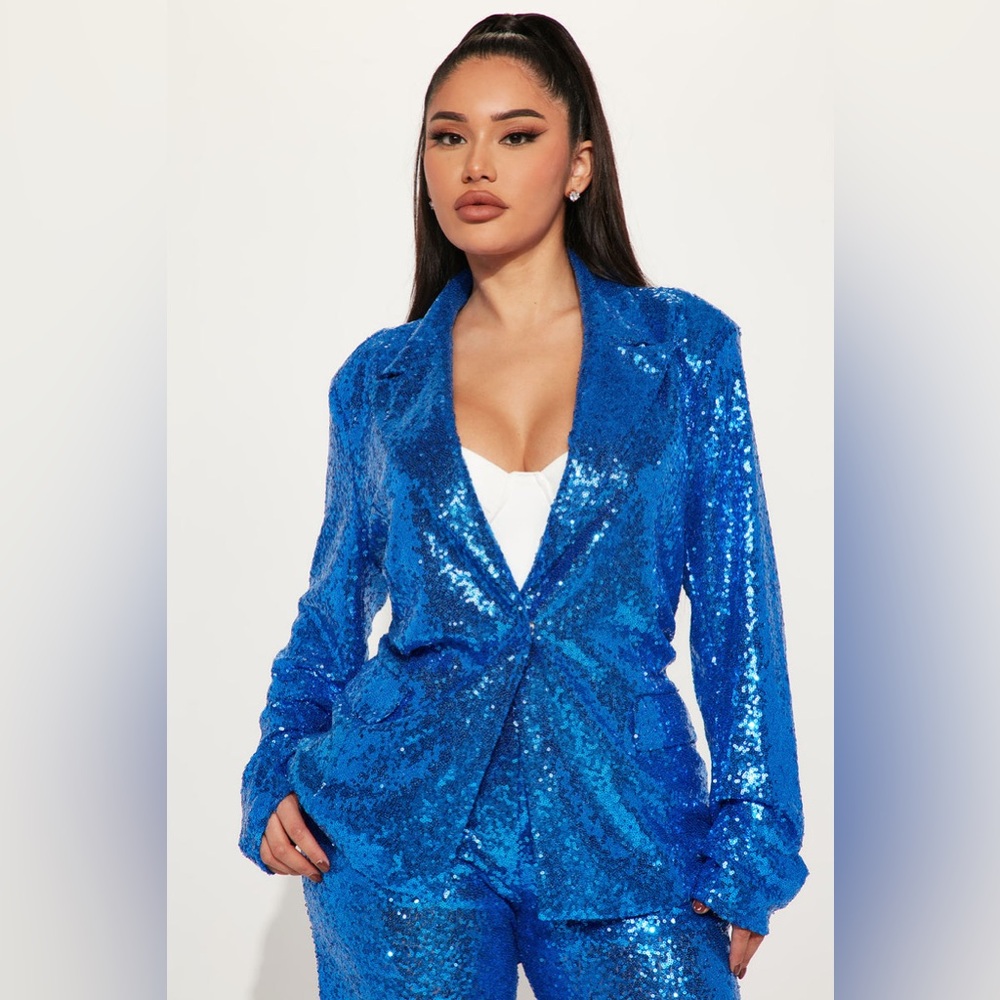 Sequin Blazer in Vibrant Blue